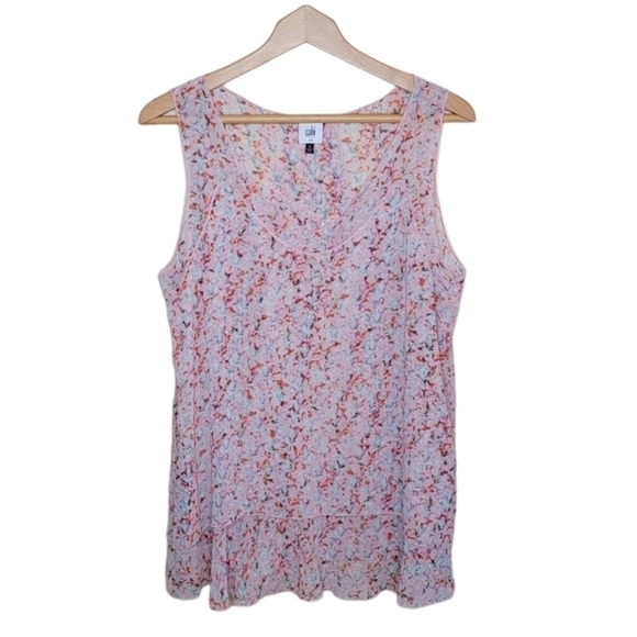 CAbi | #5032 Bella Floral Tiered Sleeveless Tank Blouse Size Medium - Picture 1 of 9